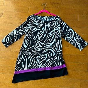 NWOT Christopher & Banks Zebra Asymmetrical Tunic Top in Small